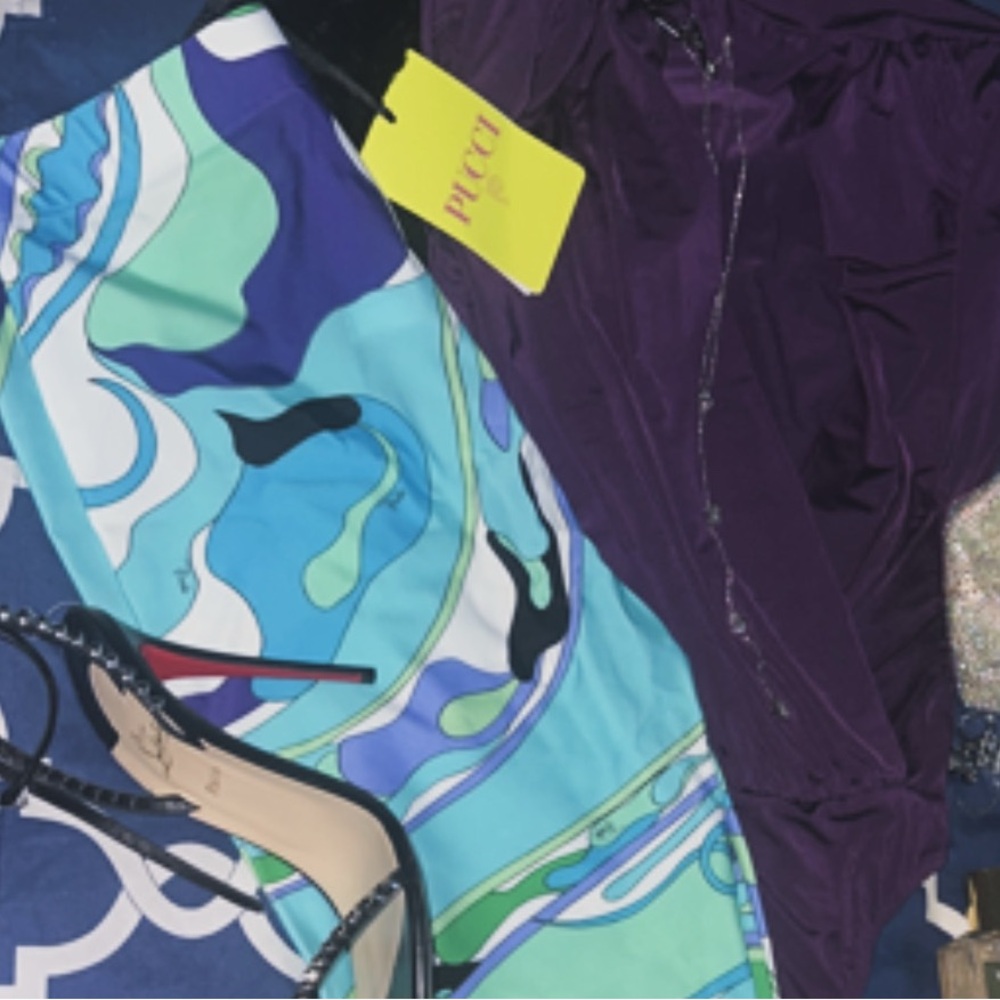 Emilio Pucci Aqua, Turquoise & Purple Printed Leggings
